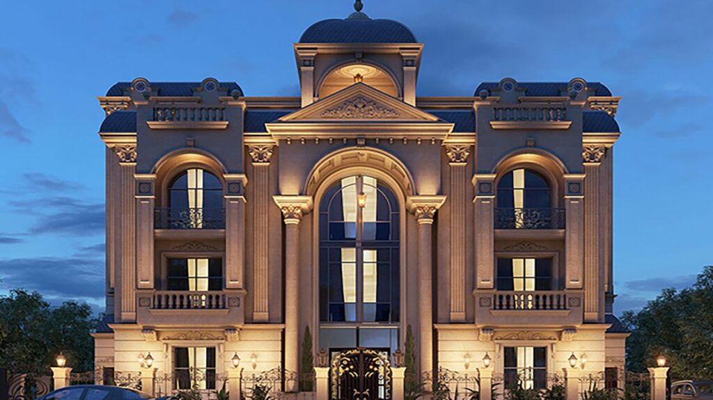 طراحی نمای رومی ساختمان دو طبقه و یک طبقه - گروه معماری بنیستا